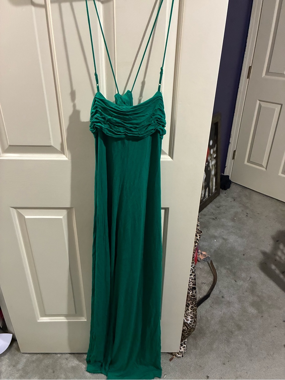 BCBGMaxAzria Emerald Ruched Bodice Maxi Dress